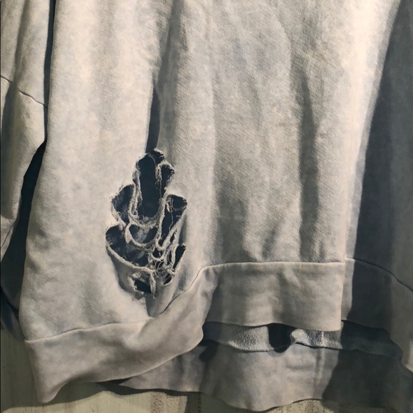 Light Blue Ripped Sweatshirt - Picture 2 of 6